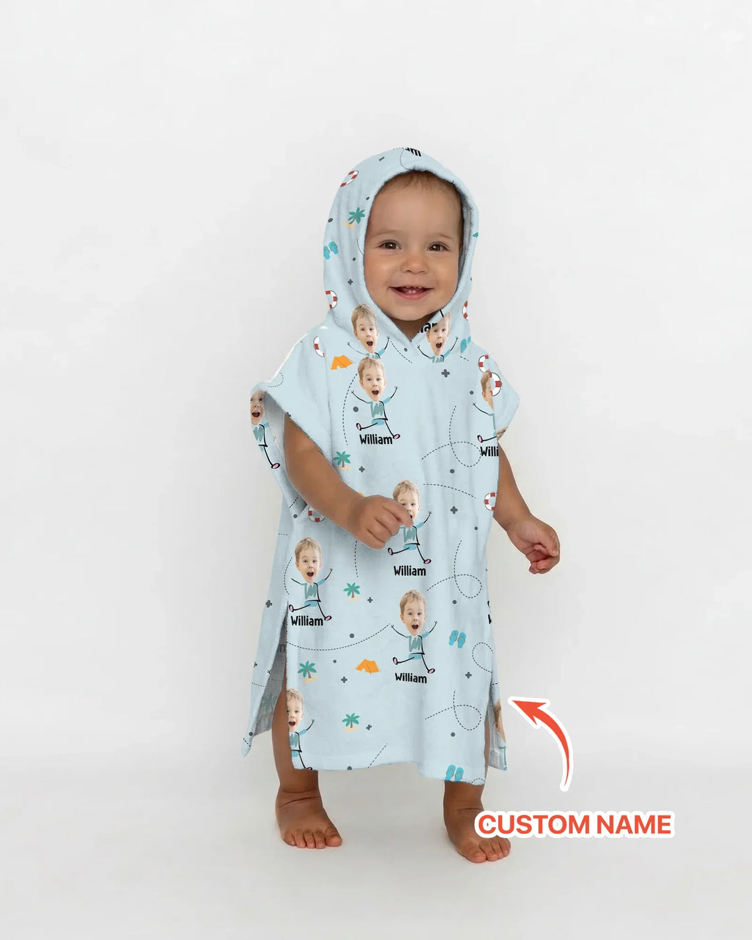 Custom Photo Kids Summer Playtime Bamboo Swim Poncho