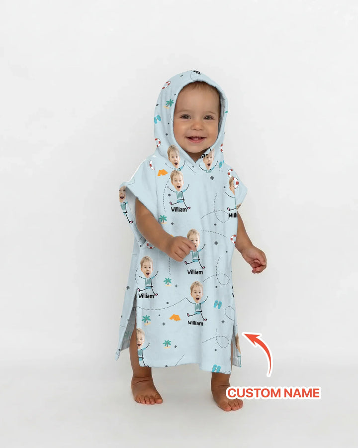 Custom Photo Kids Summer Playtime Bamboo Swim Poncho