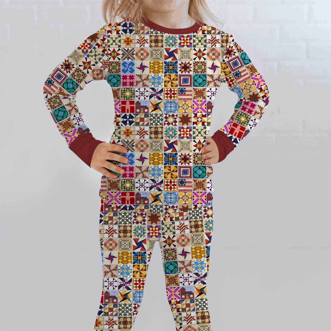 Heritage Quilt Bamboo Two Piece Long Sleeve Pajama Set
