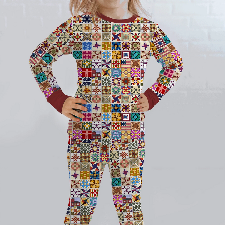 Heritage Quilt Bamboo Two Piece Long Sleeve Pajama Set