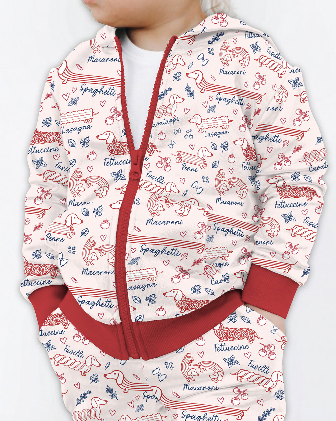 Funny Dachshund Pasta Pups Bamboo Zip Hoodie