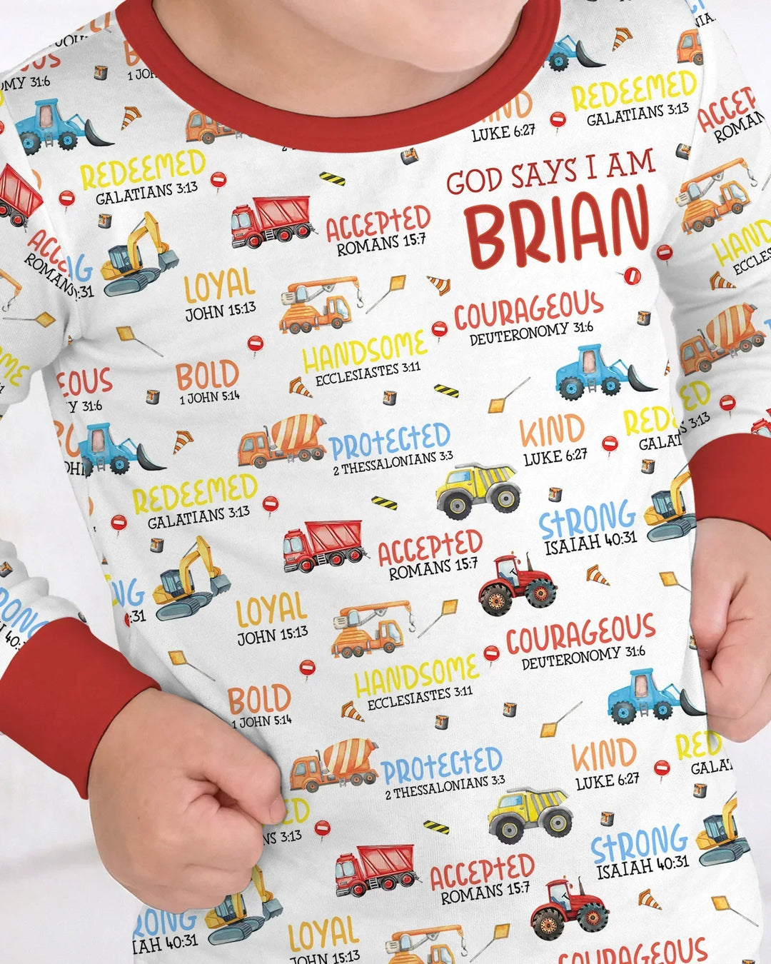 Personalized God Says I Am Little Builder Bamboo Two Piece Long Sleeve Pajama Set