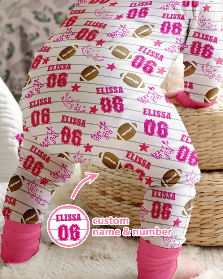 Custom Name Football Time Pink Bamboo Convertible Zippy