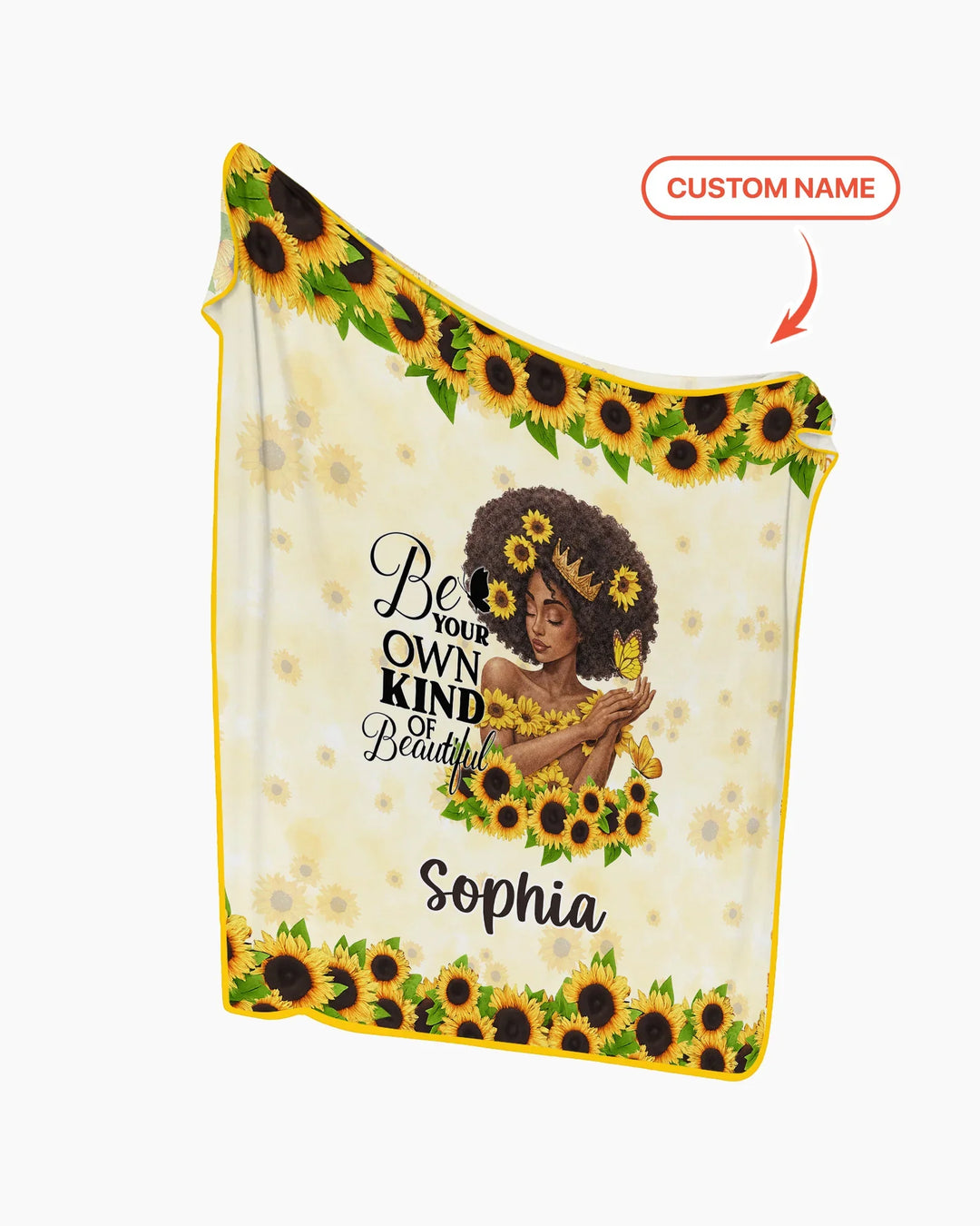 Custom Name Sunflower Queen Bamboo Blanket