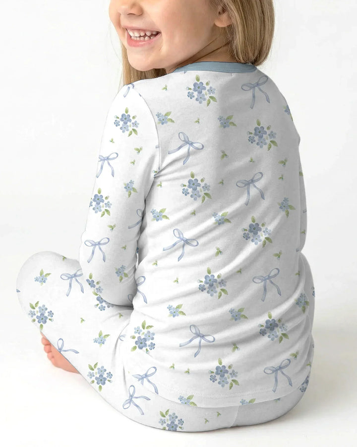 Mommy and Me Matching Embroidered Baby Bamboo Two Piece Long Sleeve Pajama Set