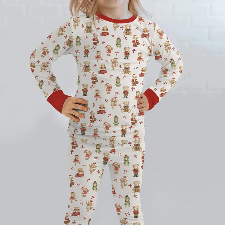 Christmas Teddy Bears Bamboo Two Piece Long Sleeve Pajama Set