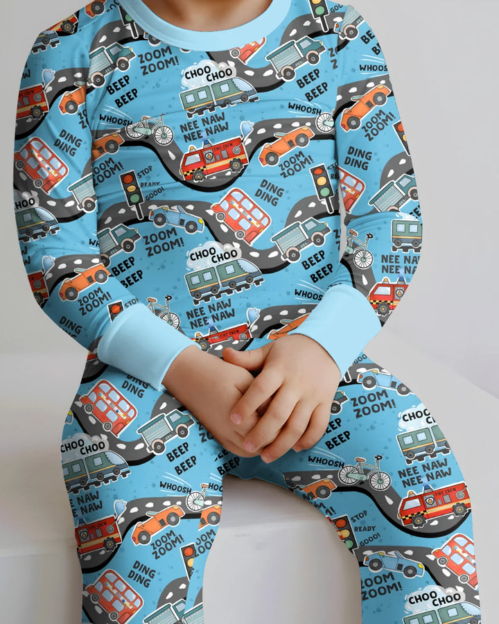 Zoom Zoom Beep Beep Bamboo Two Piece Long Sleeve Pajama Set