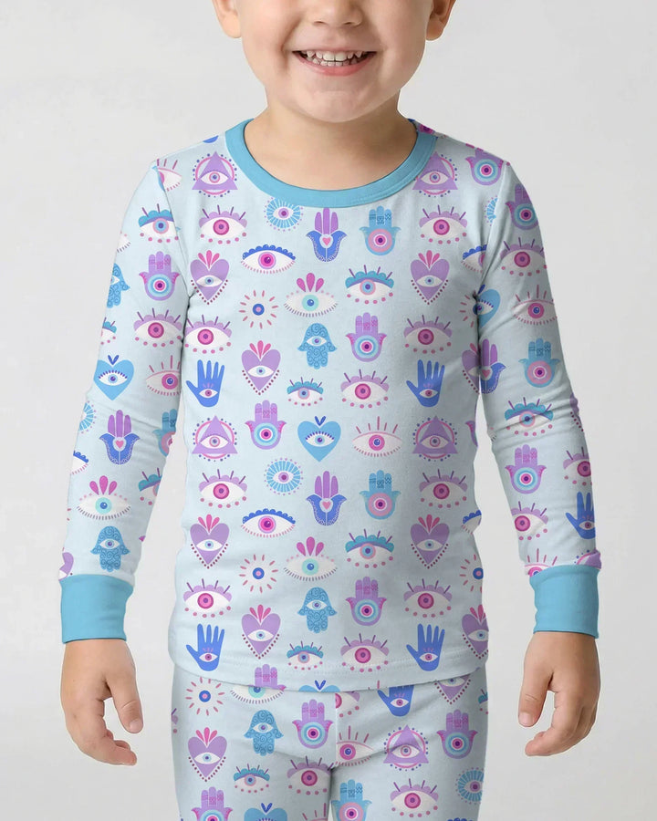 Hamsa Heart Guardians Family Matching Bamboo Two Piece Long Sleeve Pajama Set