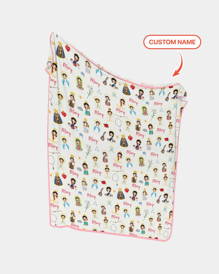 Custom Name Mother Mary Bamboo Blanket