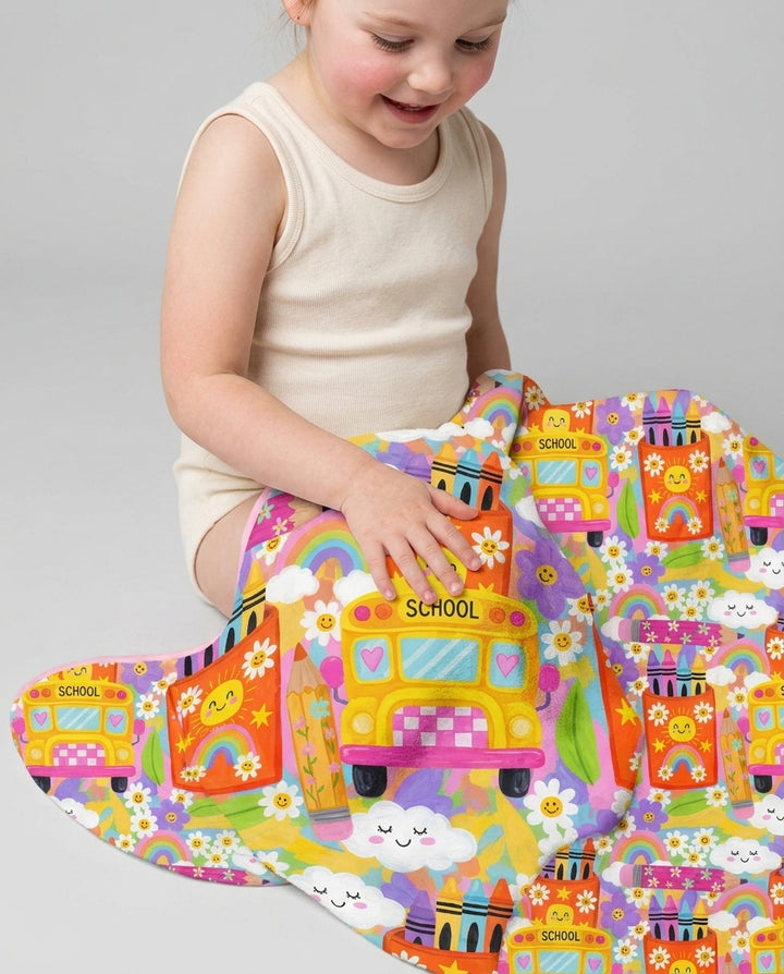 Retro Happy Classroom Bamboo Blanket