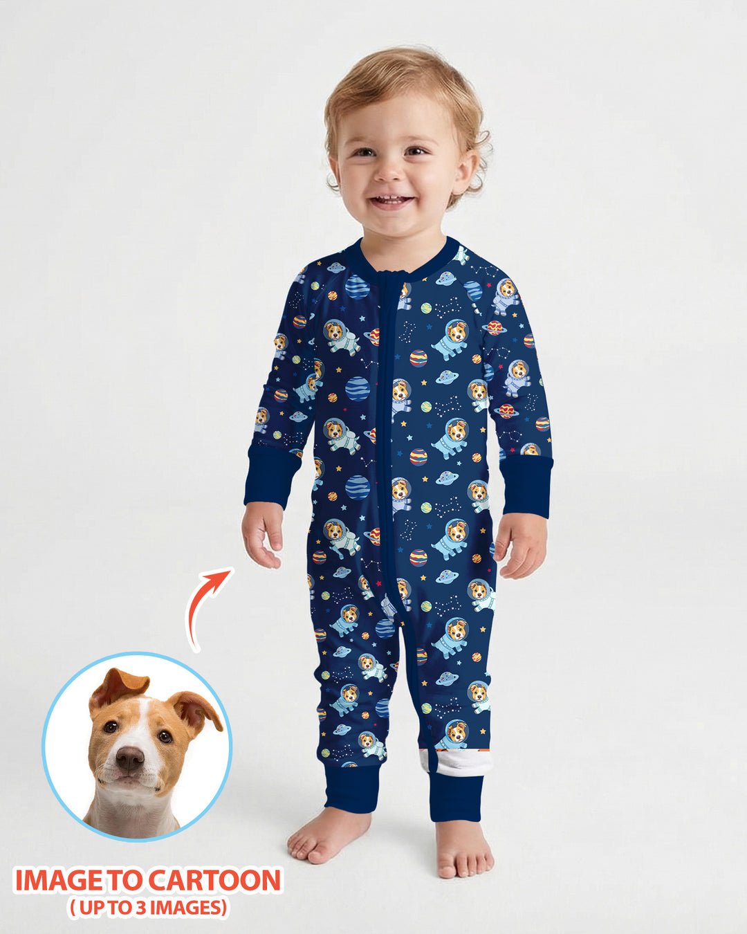 Astronaut Custom Pet Image Family Matching Bamboo Convertible Zippy
