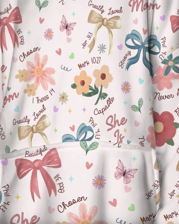 She Is Mom Wearable Bamboo Blanket Hoodie