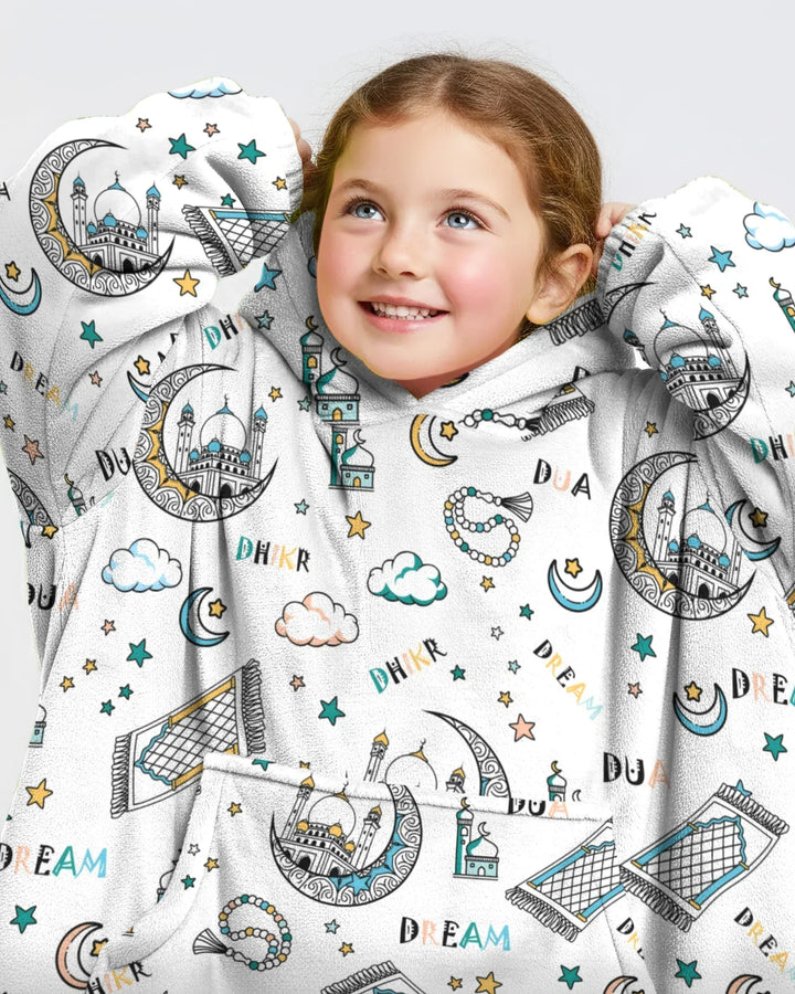 Dua, Dhikr, Dream Matching Family Wearable Bamboo Blanket Hoodie