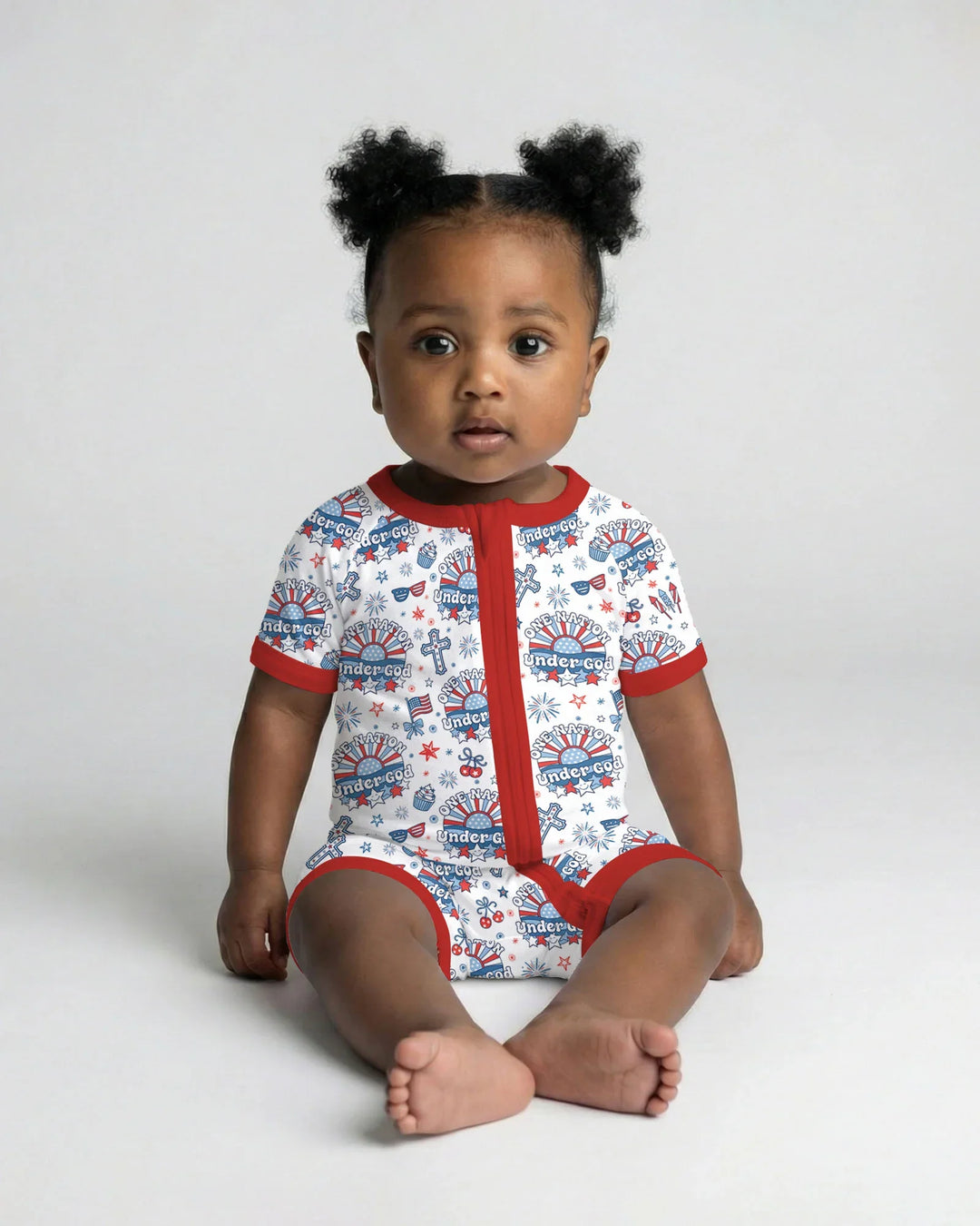One Nation Under God Family Matching Bamboo Shorty Zippy