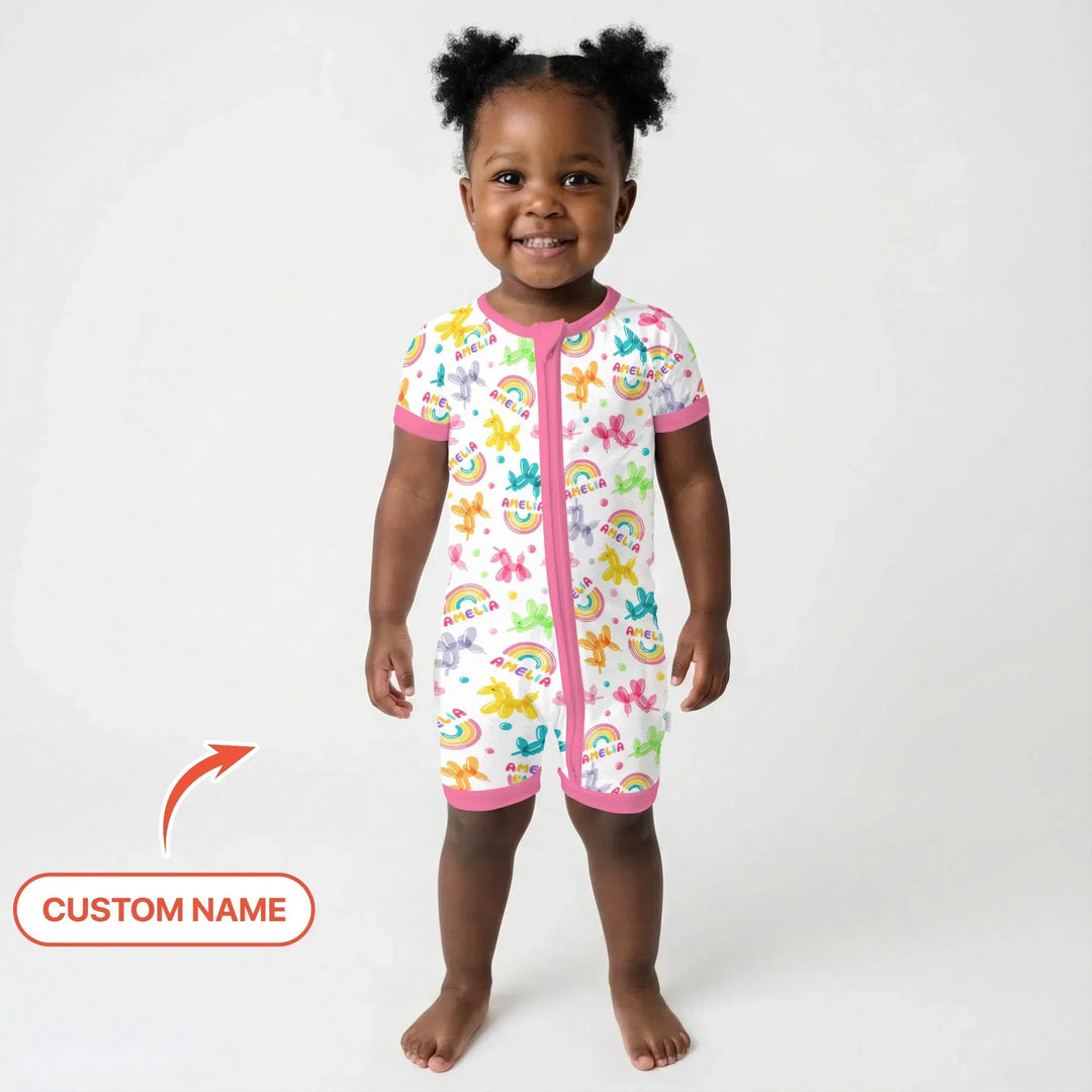 Sweet Balloon Dreams Custom Name Bamboo Shorty Zippy