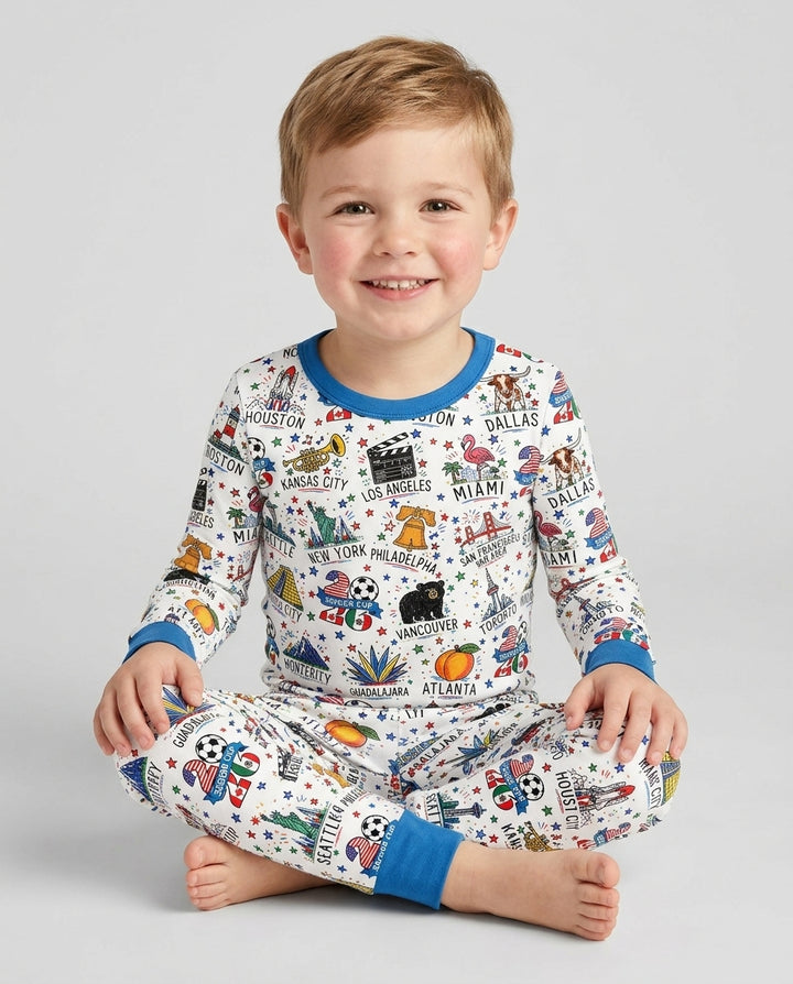 2026 Soccer Cup Host Citties Bamboo Two Piece Long Sleeve Pajama Set