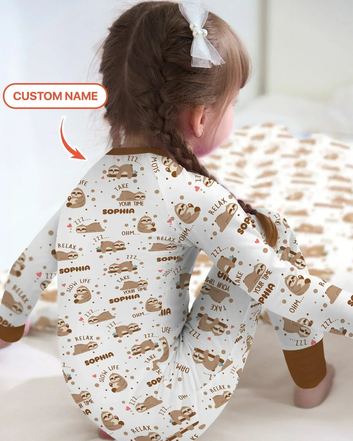 Custom Name Cute Sloth Bamboo Convertible Zippy