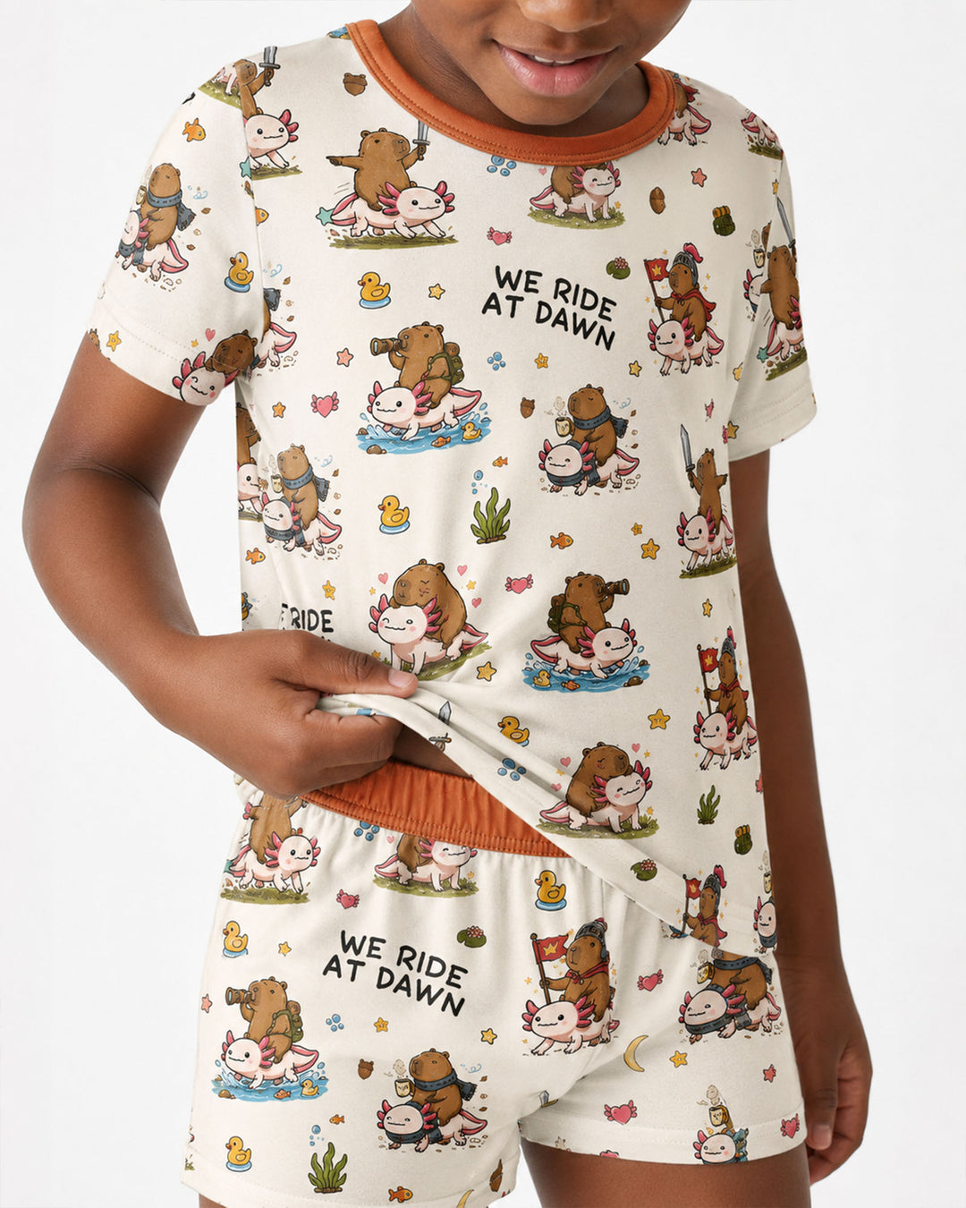 We Ride At Dawn Bamboo Two Piece Short Sleeve Shorts Pajama Set