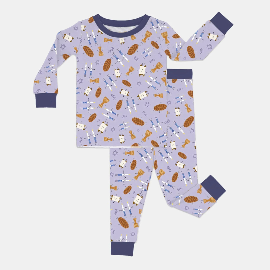 Shabbat Shalom Family Matching Bamboo Two Piece Long Sleeve Pajama Set
