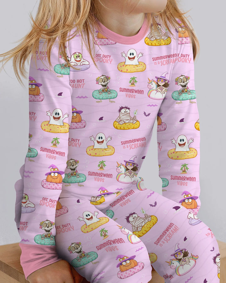 Summerween Cartoon Bamboo Two Piece Long Sleeve Pajama Set