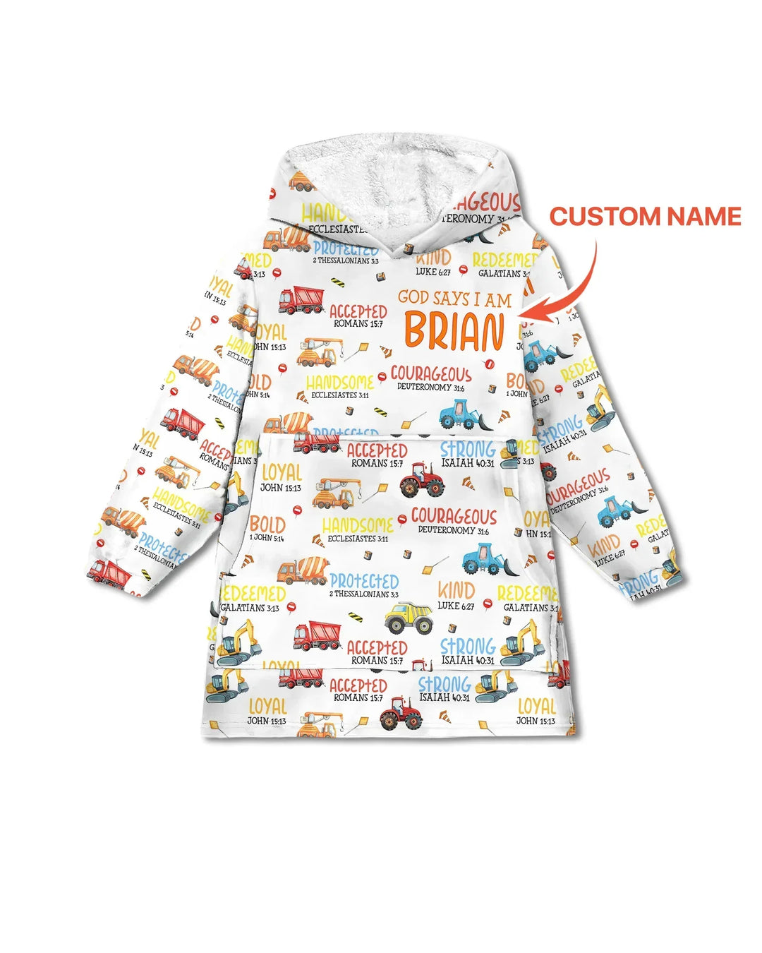 Personalized God Says I Am Little Builder Bamboo Blanket Hoodie