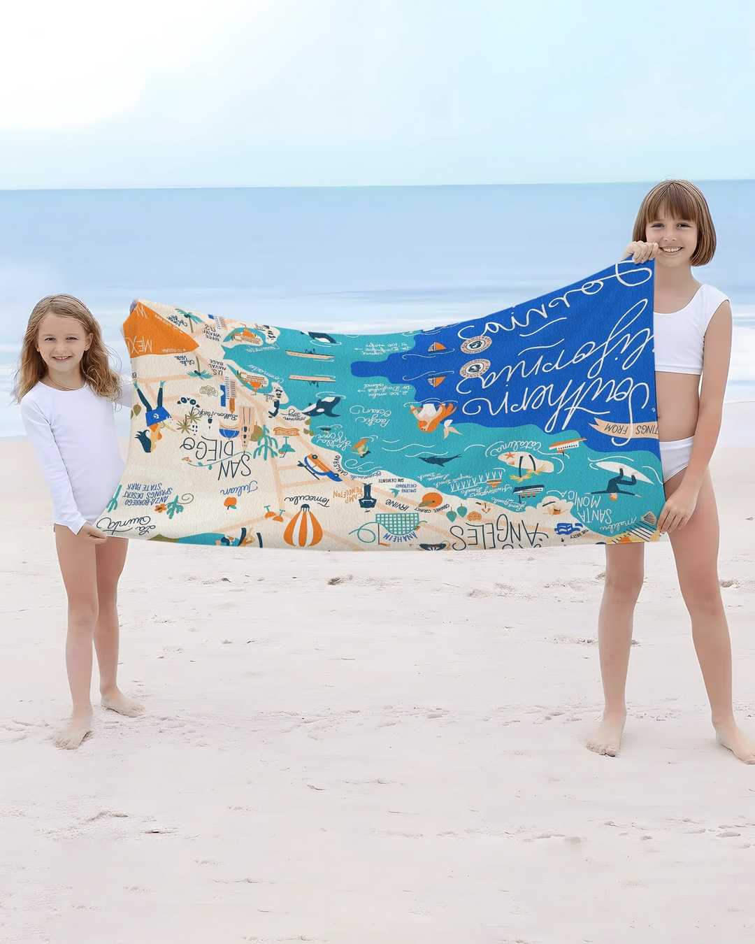 West Coast Explorer Map Bamboo Beach Towel