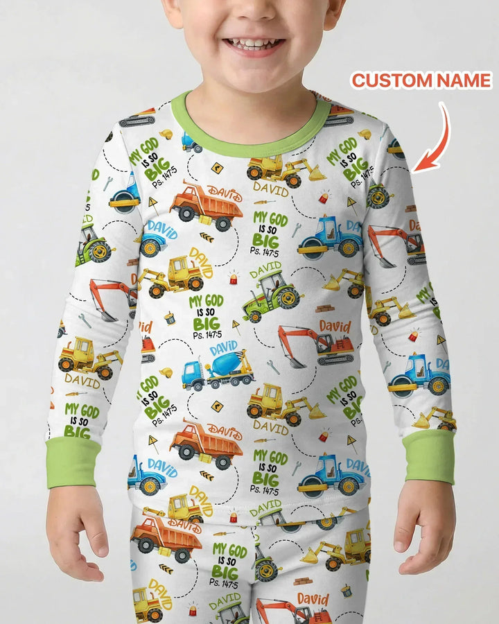 My God Is So Big Custom Name Bamboo Two Piece Long Sleeve Pajama Set