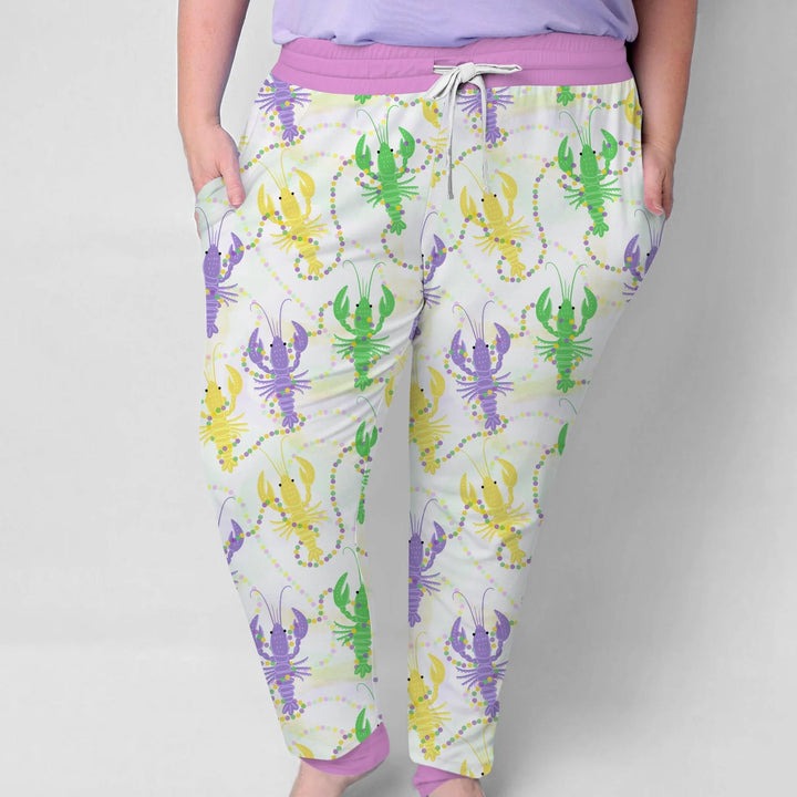 Mardi Gras Crawfish Family Matching Bamboo Women Pajama Set
