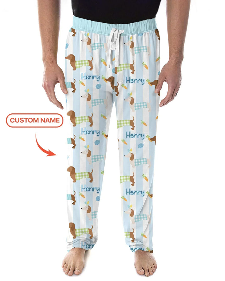 Custom Name Easter Dachshunds Family Matching Bamboo Men's Pajama Set