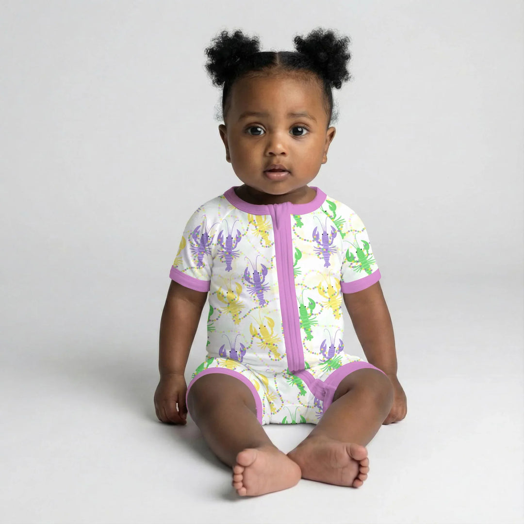 Mardi Gras Crawfish Family Matching Bamboo Shorty Zippy