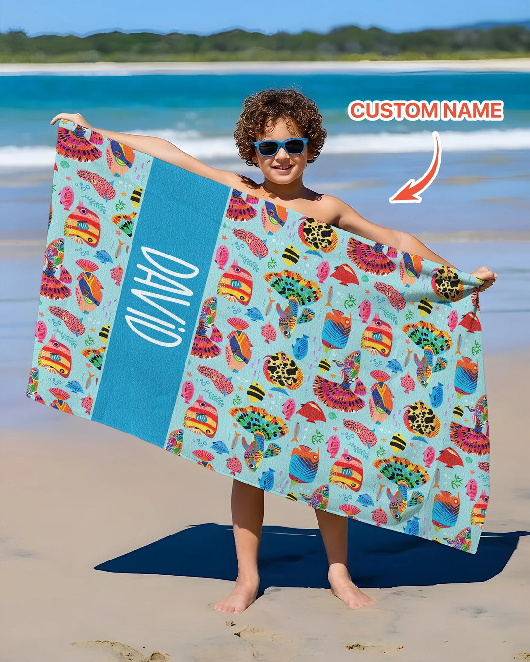 Custom Name Fish Dream Beach Towel