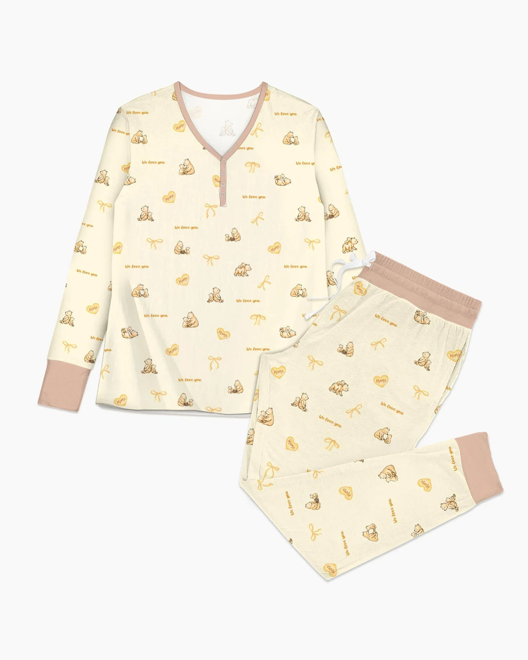 Sweat Yellow Mama Bear Women Pajama Set