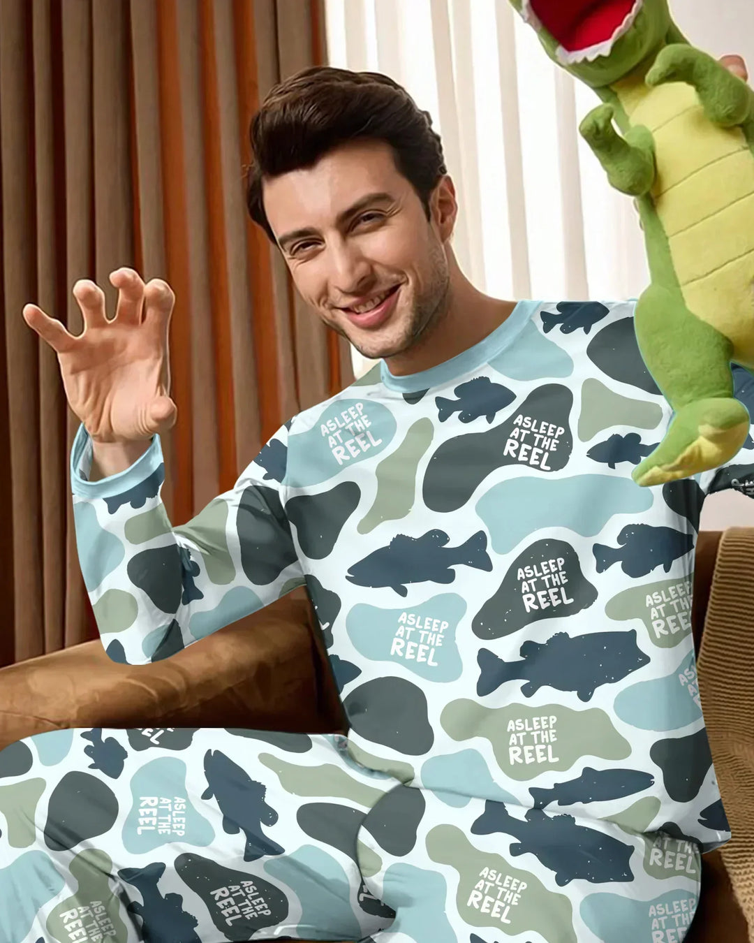 Asleep At The Reel Matching Daddy & Me Bamboo Men's Pajama Set