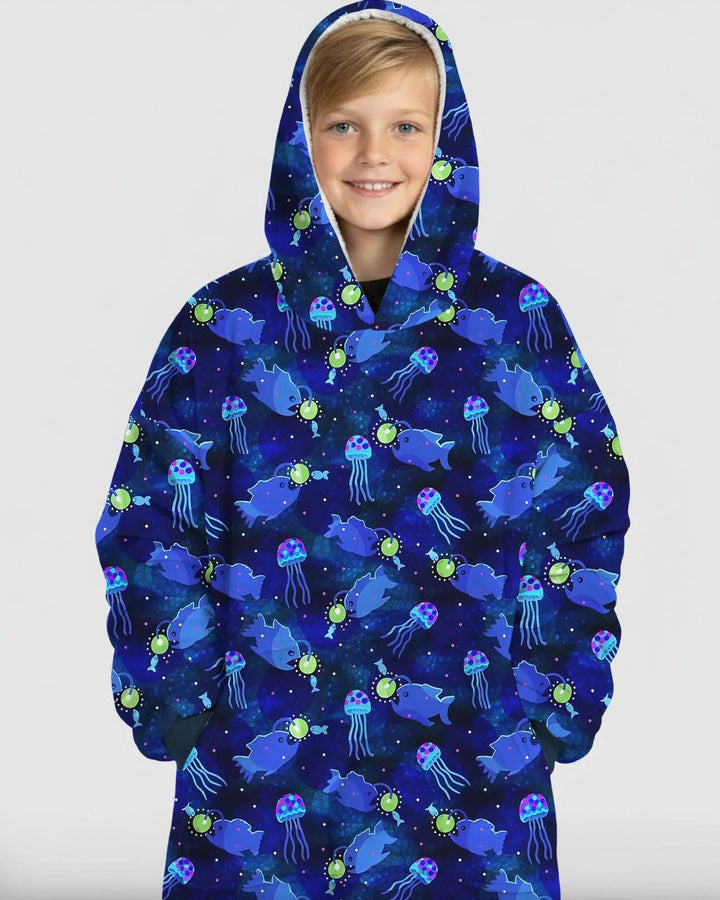 Happy Glow Fish Wearable Bamboo Blanket Hoodie
