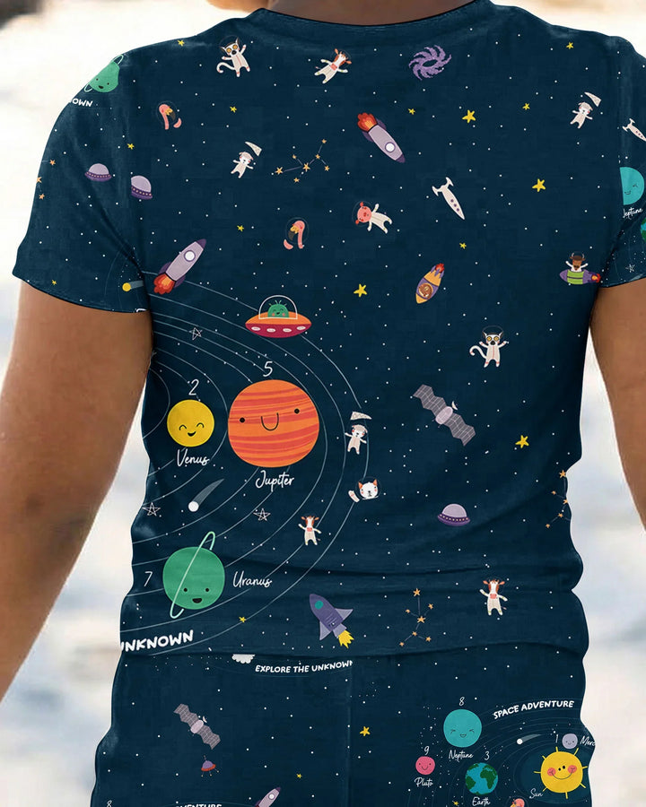 Solar System Explorers Bamboo Two Piece Short Sleeve Pajama Set
