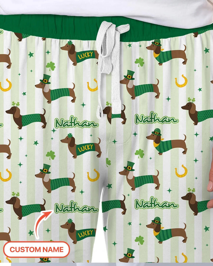 Lucky Dachshunds St. Patrick's Day Family Matching Bamboo Men's Pajama Set