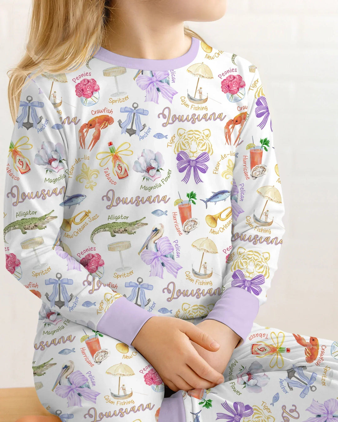 Louisiana Preppy Summer Bamboo Two Piece Long Sleeve Pajama Set