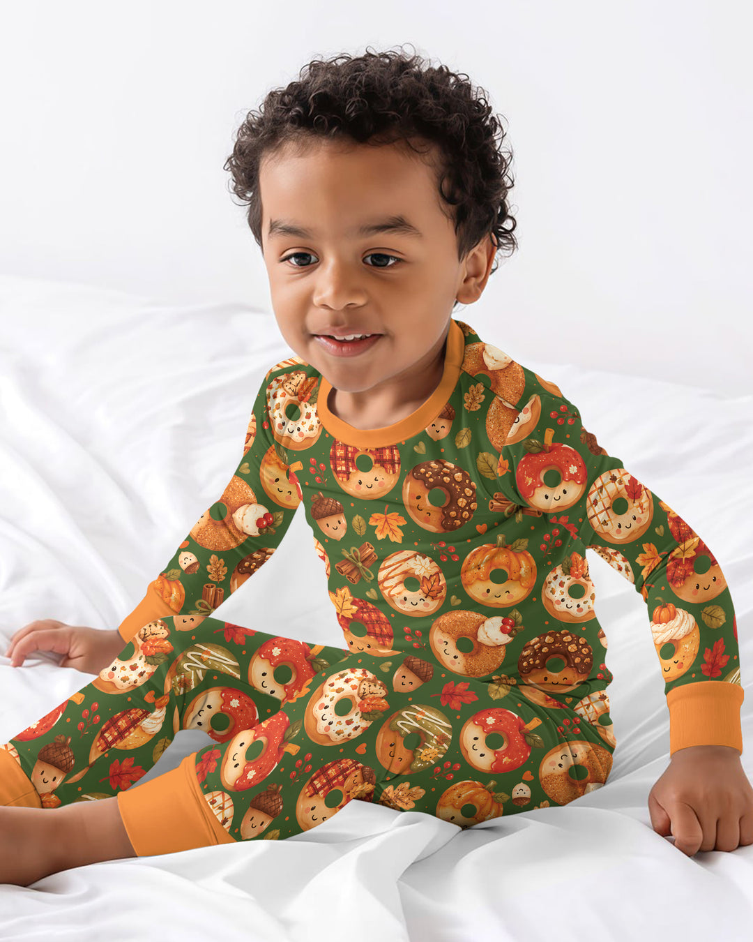 Cute Fall Donut Bamboo Two Piece Long Sleeve Pajama Set