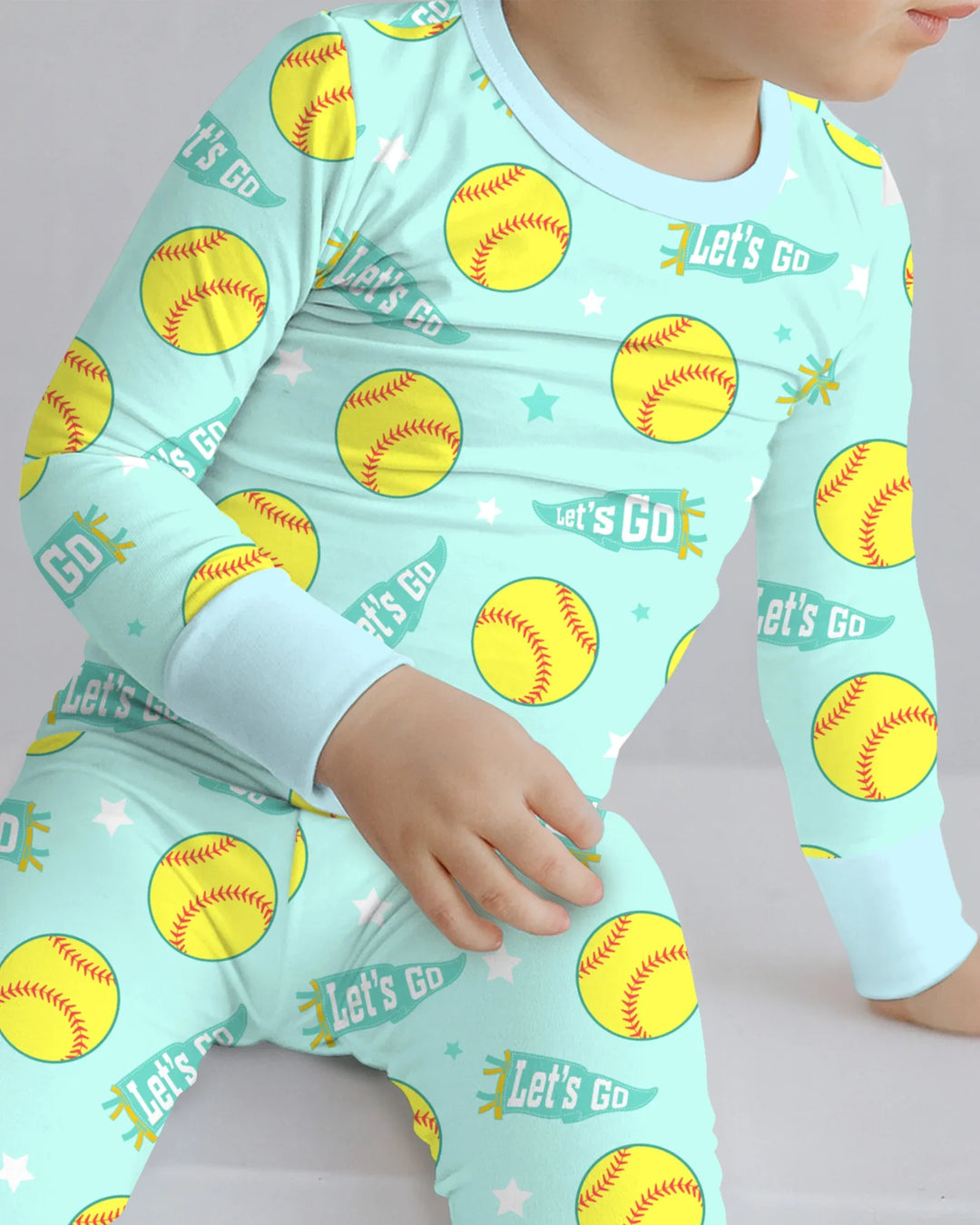 Softball Lovers Bamboo Two Piece Long Sleeve Pajama Set