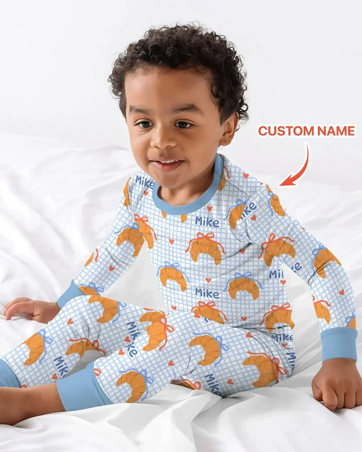 Breakfast Love Family Matching Bamboo Two Piece Long Sleeve Pajama Set