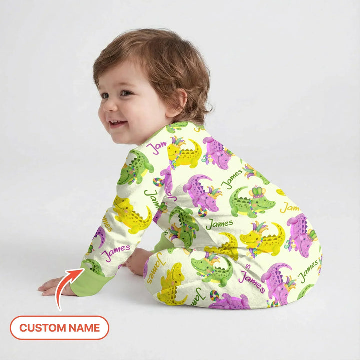 Custom Name Mardi Gras Alligator Bamboo Convertible Zippy
