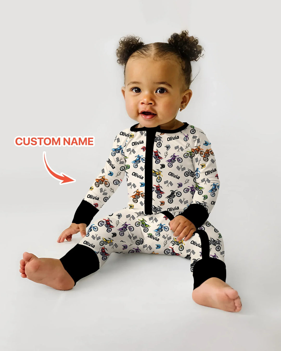 Custom Name Little Dirt Bike Rider Bamboo Convertible Zippy