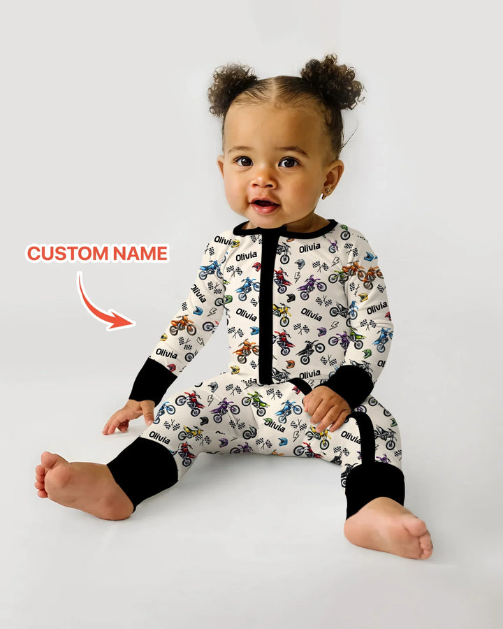 Custom Name Little Dirt Bike Rider Bamboo Convertible Zippy