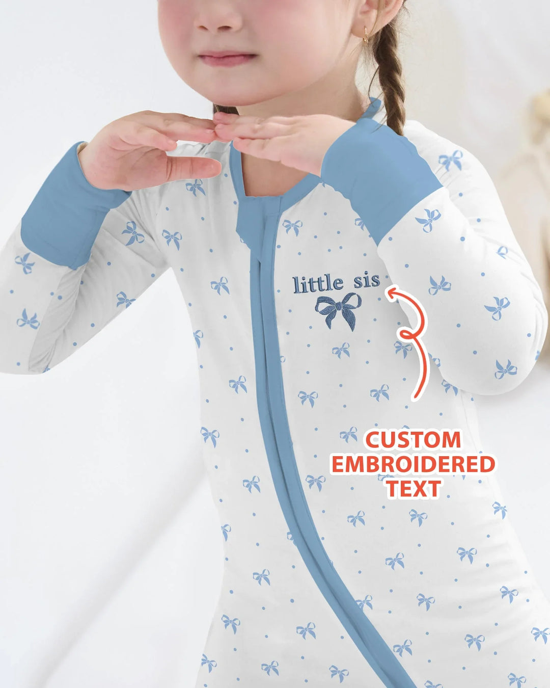 Custom Embroidered Name Mommy and Girls Matching Bamboo Convertible Zippy