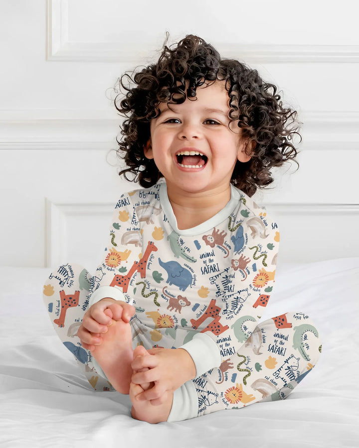 Funny African Animals Bamboo Two Piece Long Sleeve Pajama Set