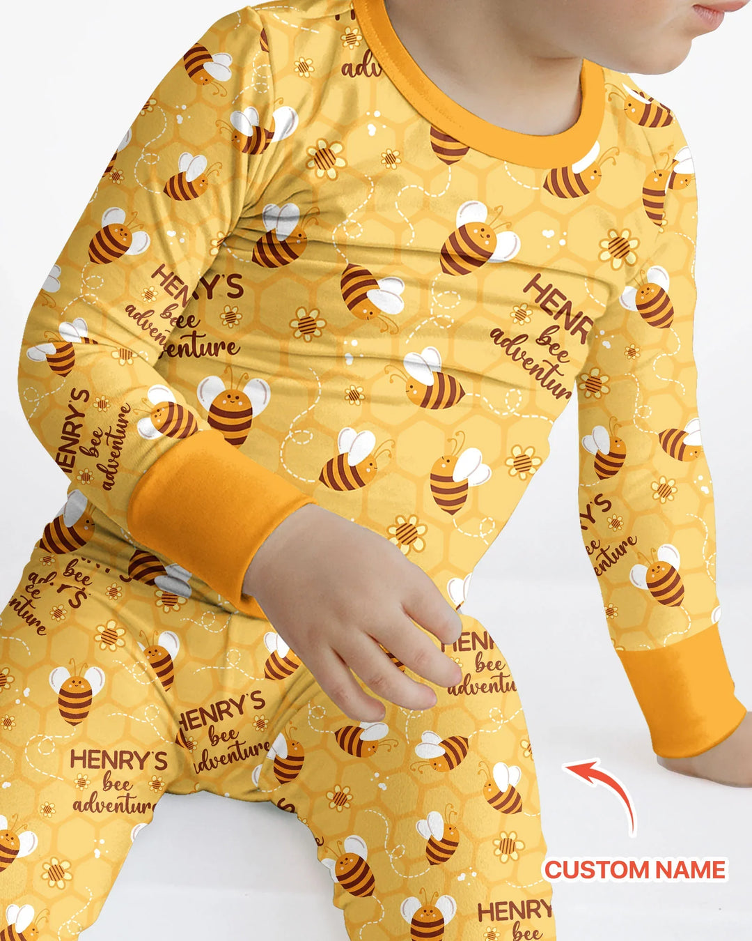 Custom Name Bee Back To School Bamboo Two Piece Long Sleeve Pajama Set