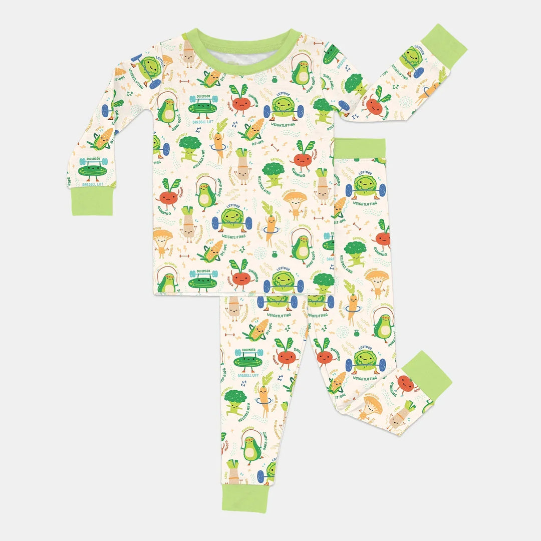 Exercise Veggie Bamboo Two Piece Long Sleeve Pajama Set