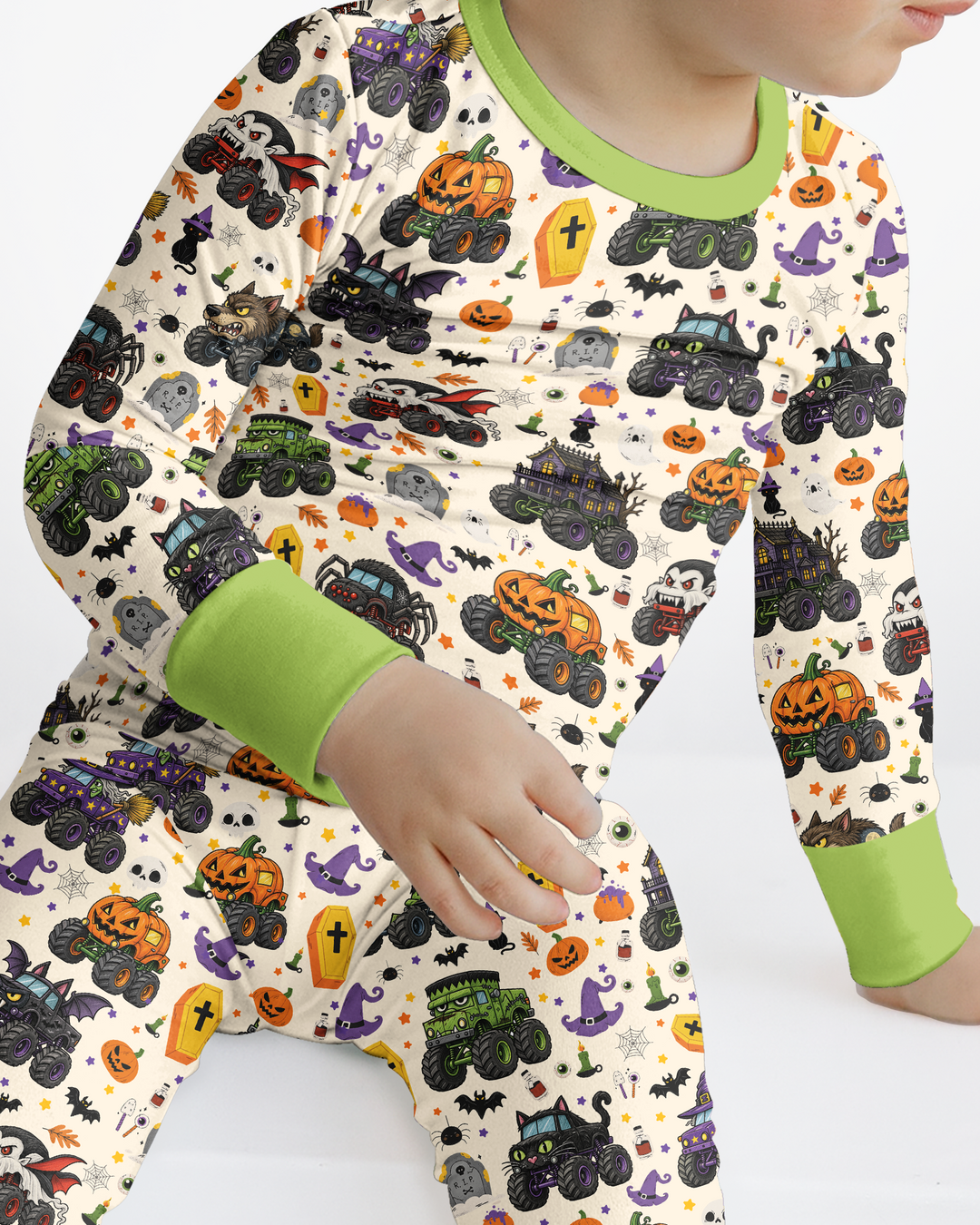 Spooky Monster Truck Bamboo Two Piece Long Sleeve Pajama Set