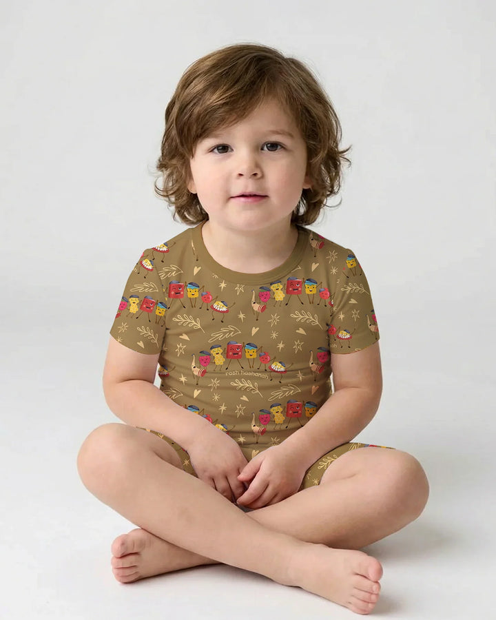 Let's Celebrate Rosh Hashanah Bamboo Two Piece Short Sleeve Shorts Pajama Set