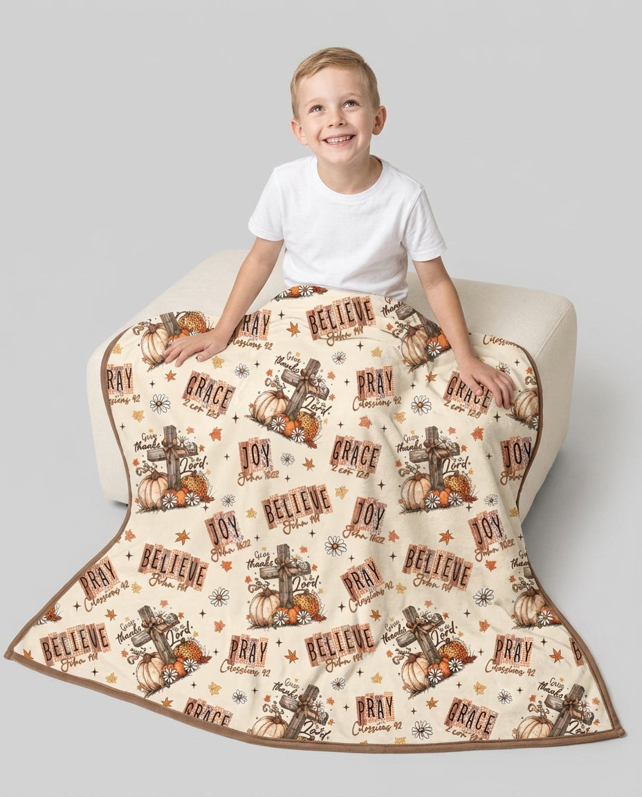 Floral Fall Give Thanks To The Lord Bamboo Blanket